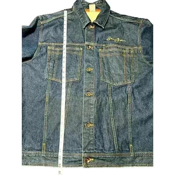 VINTAGE Sean John Jacket Mens XL Blue Denim Trucker 90s Hip Hop Y2K Baggy Logo - Picture 7 of 9